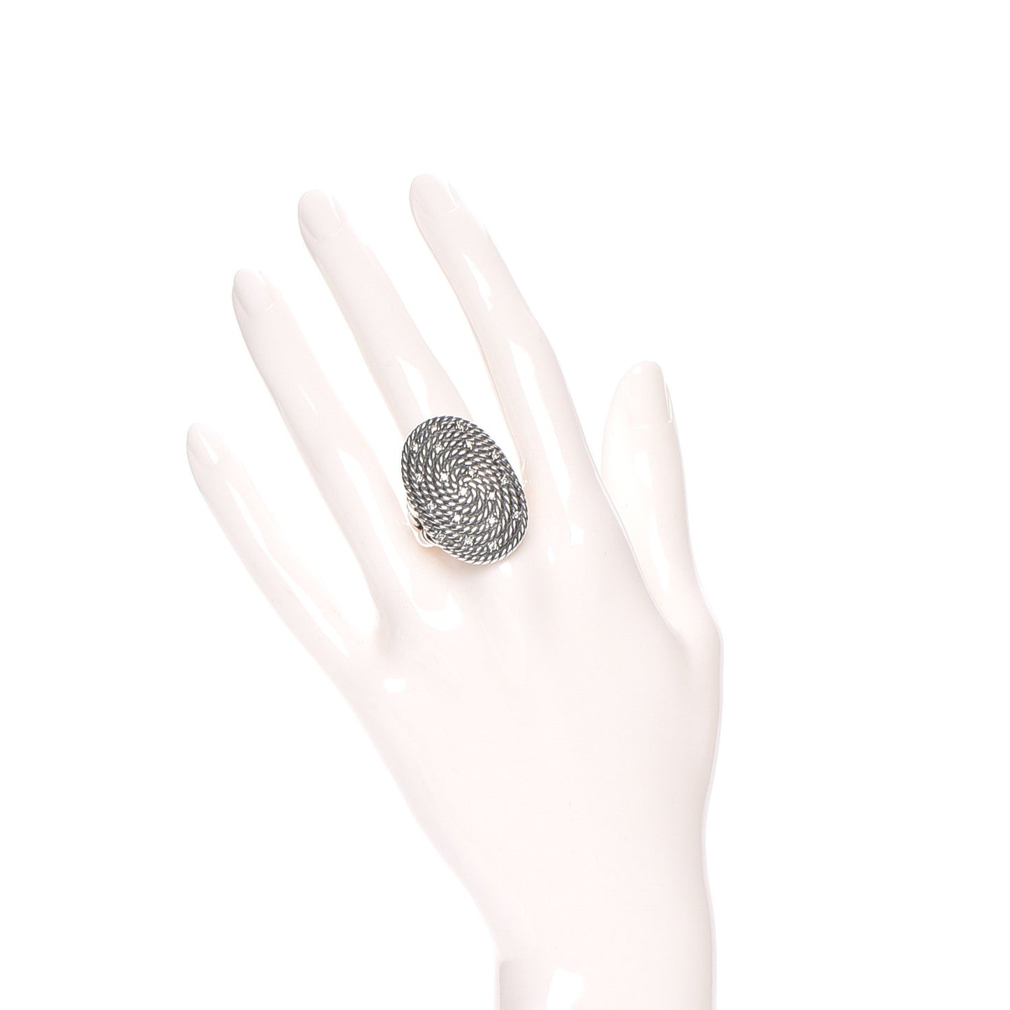 Sterling Silver Diamond Cable Coil Ring 58.5 8.75