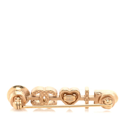 Chanel Enamel Pearl I Heart CC Brooch Gold 2 of 4