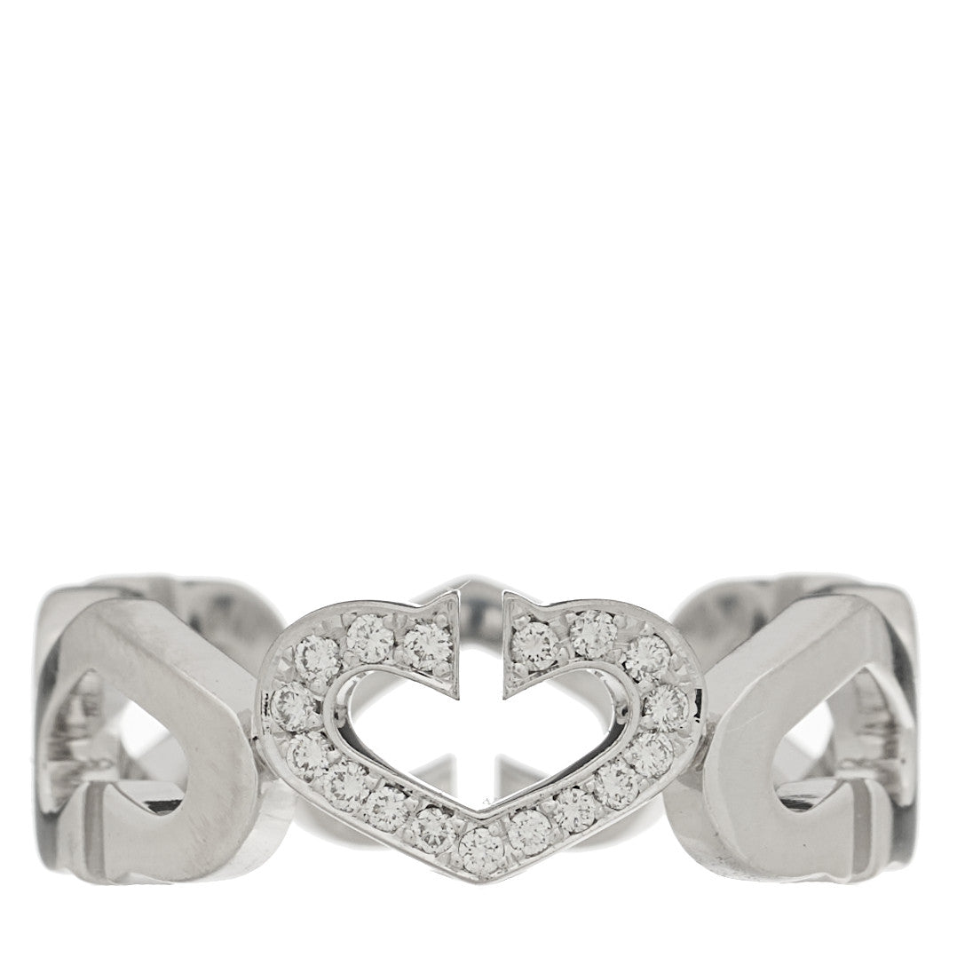 Cartier 18K White Gold Diamond Hearts and Symbols Ring 56 7.5 1 of 5