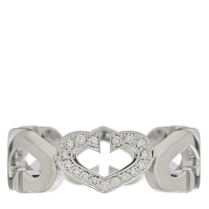 Cartier 18K White Gold Diamond Hearts and Symbols Ring 56 7.5 1 of 5