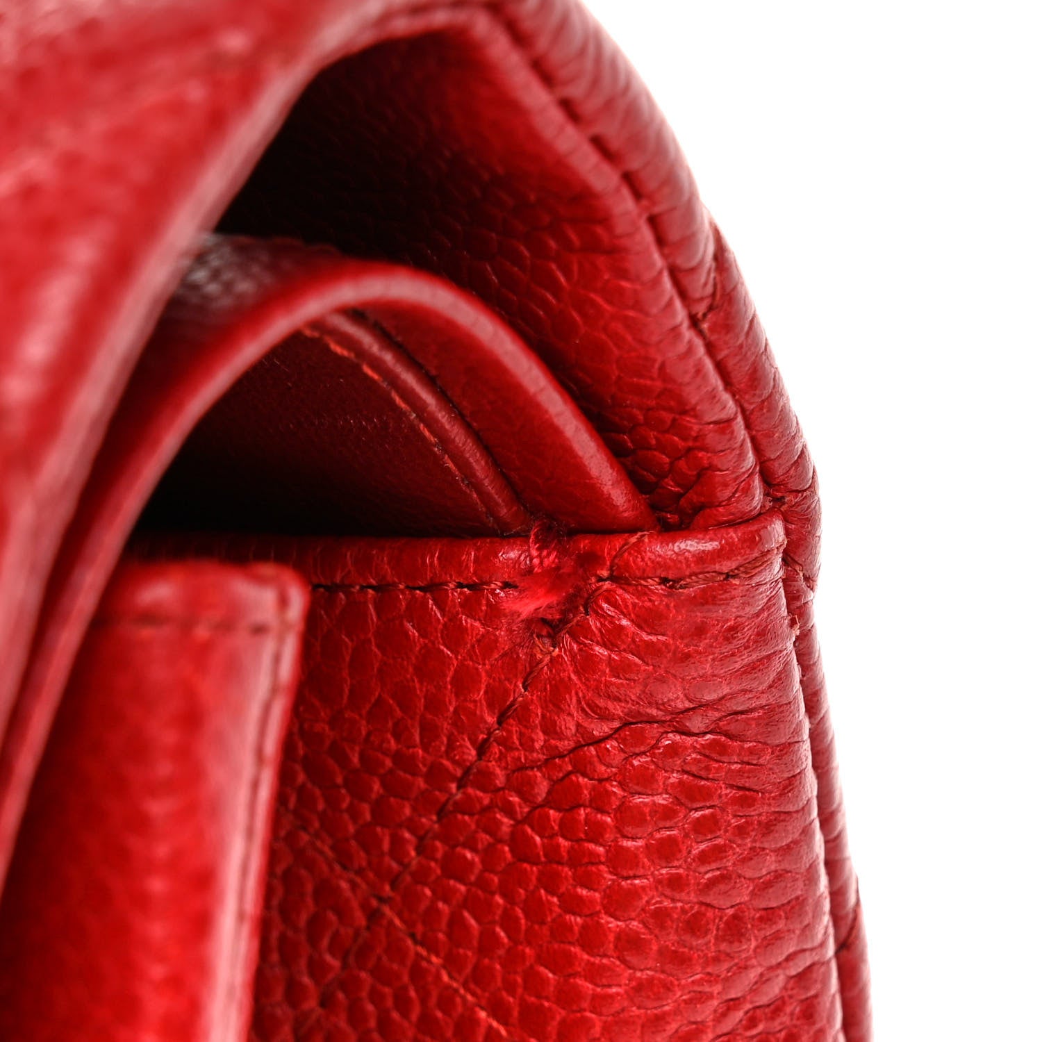 Chanel Caviar Quilted Jumbo Double Flap Red 11 of 12