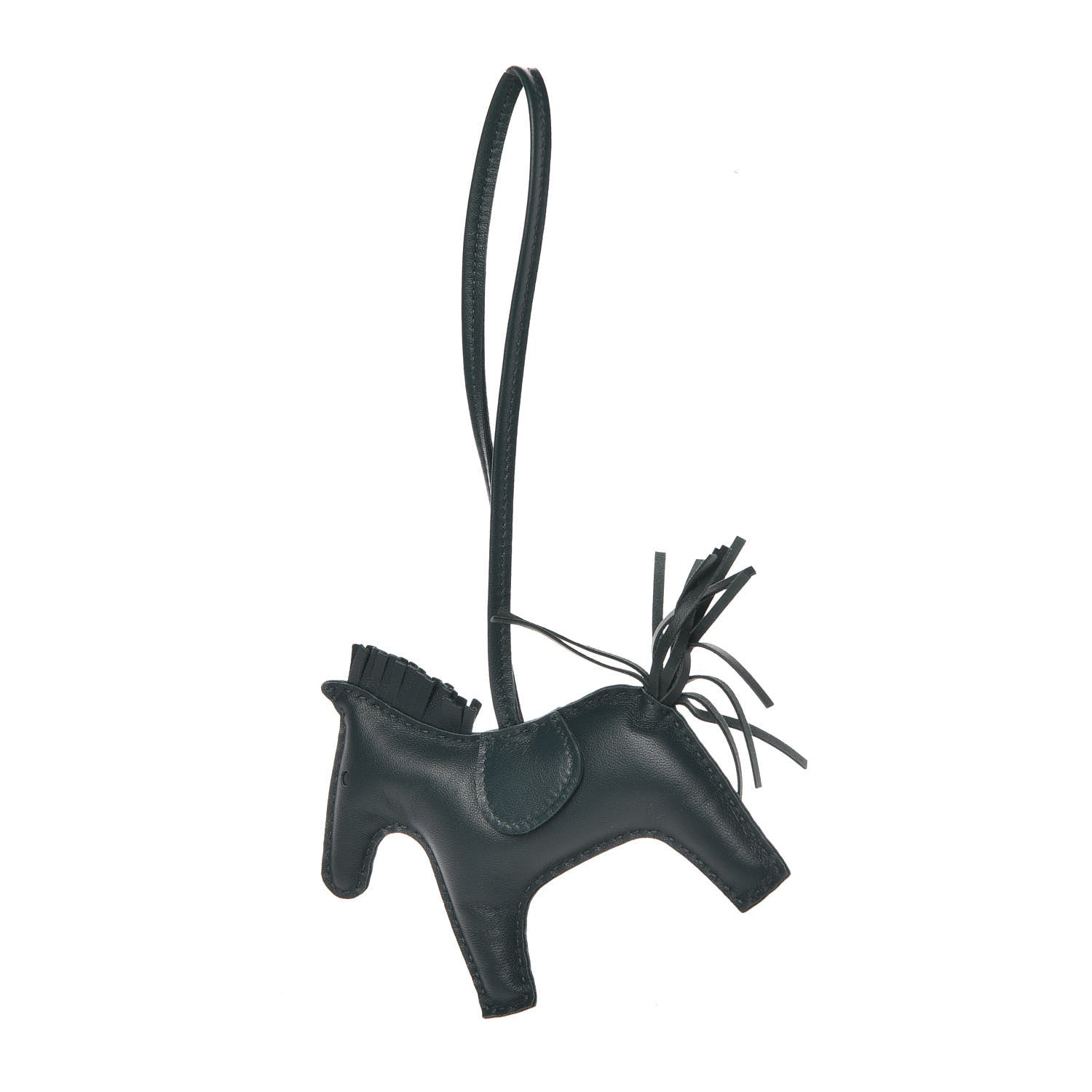 Hermes Milo Lambskin Grigri Rodeo Horse Bag Charm MM Vert Cypress 1 of 5