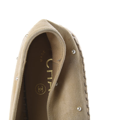 Chanel Suede Pearl CC Espadrilles 37 Beige Black 12 of 14