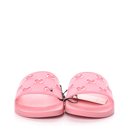 Gucci Rubber GG Monogram Perforated Womens Slide Sandals 38 Rose Box 2 of 7