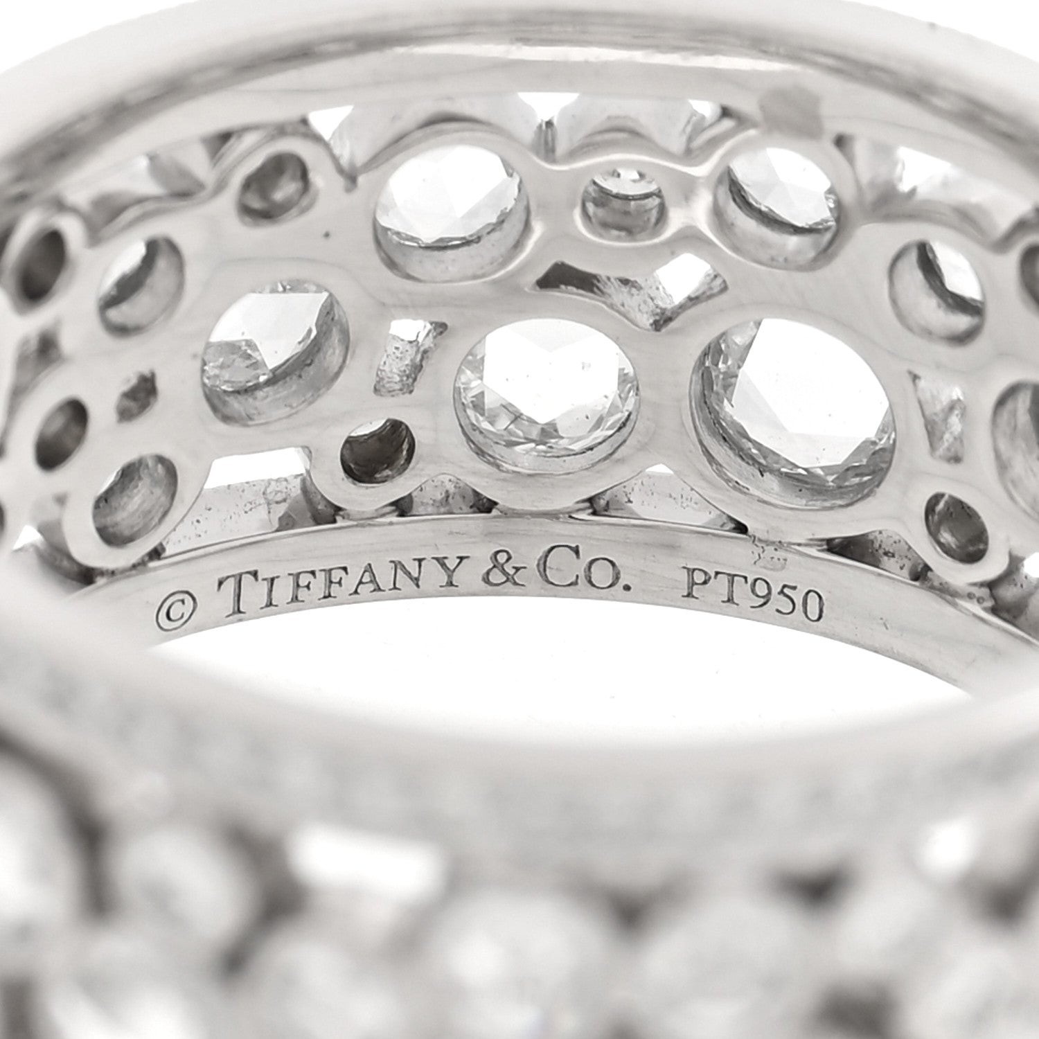Tiffany Platinum Diamond Cobblestone Band Ring 57 8 4 of 5