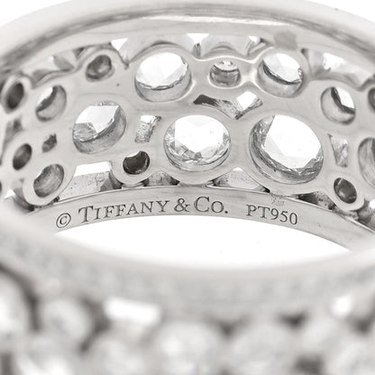 Tiffany Platinum Diamond Cobblestone Band Ring 57 8 4 of 5