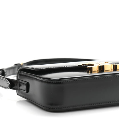 Celine Shiny Calfskin Triomphe Shoulder Bag Black 9 of 10