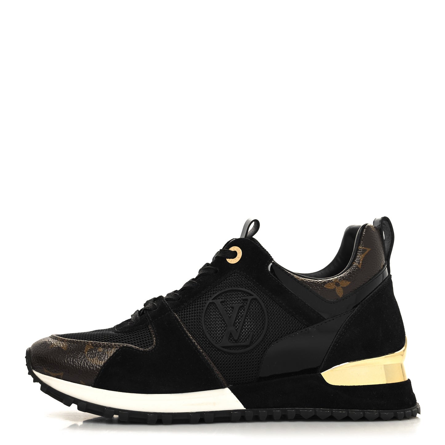 Suede Monogram Run Away Sneakers 37 Black