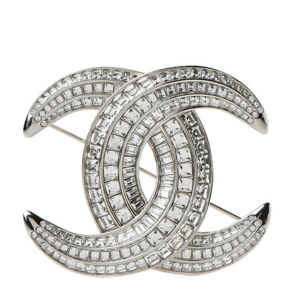 Chanel Crystal CC Brooch Silver 1 of 6