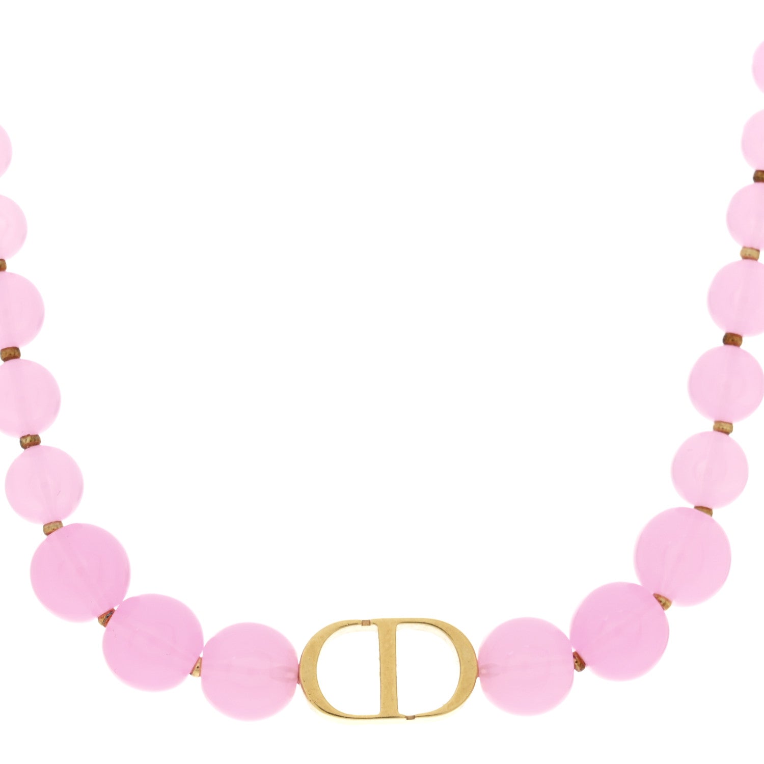 Christian Dior Metal Resin Bead 30 Montaigne Choker Necklace Pink