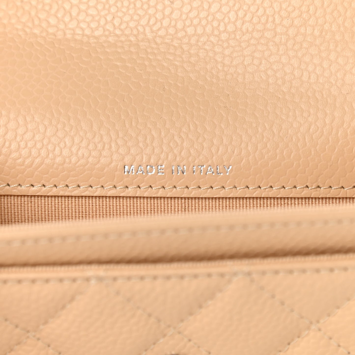Caviar Quilted Flap Card Holder Wallet Beige