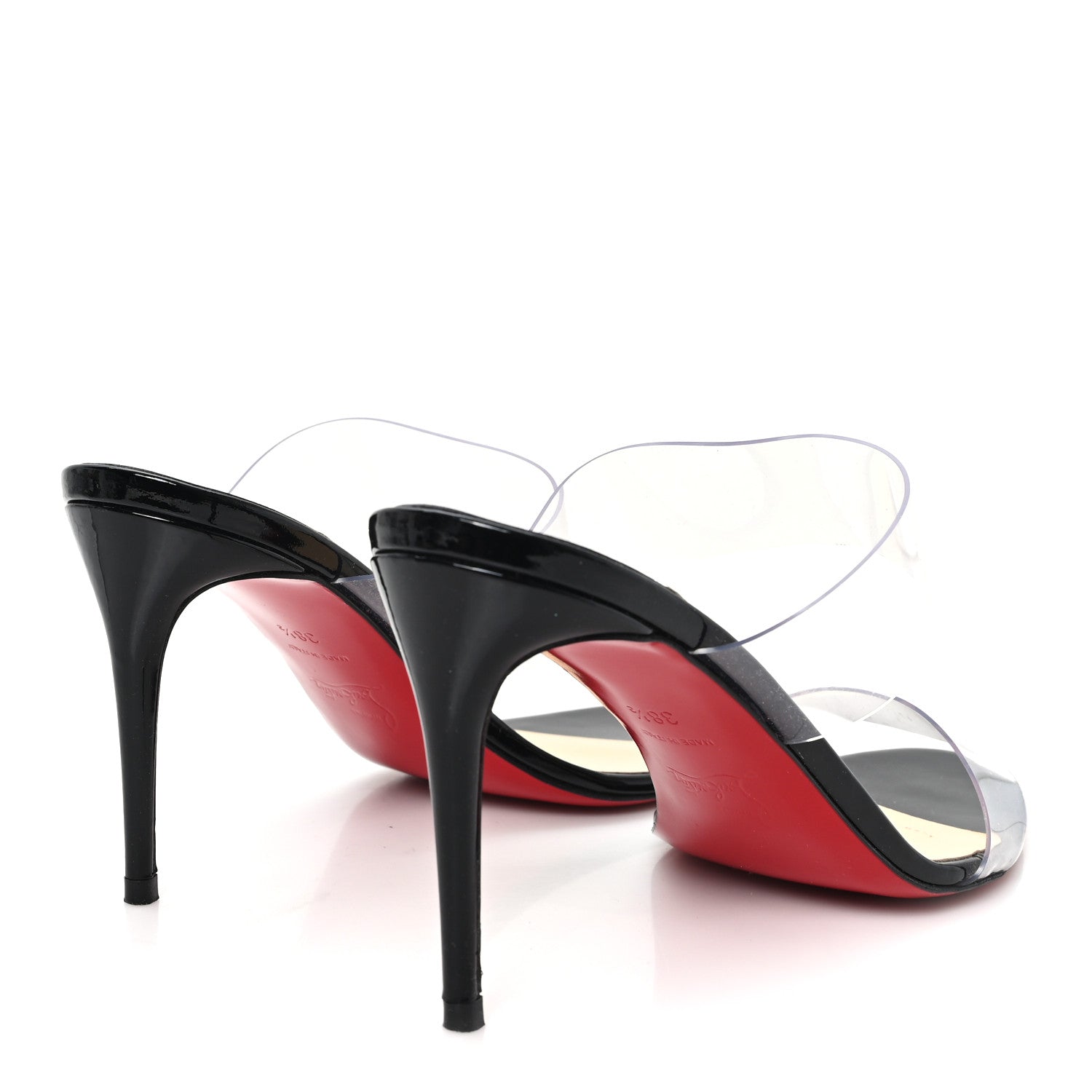 Christian Louboutin Patent PVC Just Nothing 85 Slide Sandals 38.5 Black 5 of 9