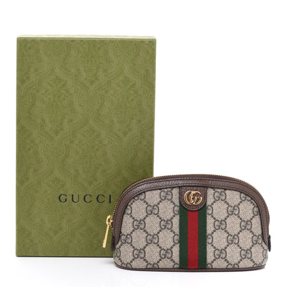 Gucci GG Supreme Monogram Textured Calfskin Web Medium Ophidia Cosmetic Case Beige Ebony New Acero 8 of 8