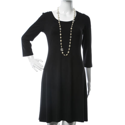 Chanel Crystal Pearl CC Long Necklace Silver 2 of 6