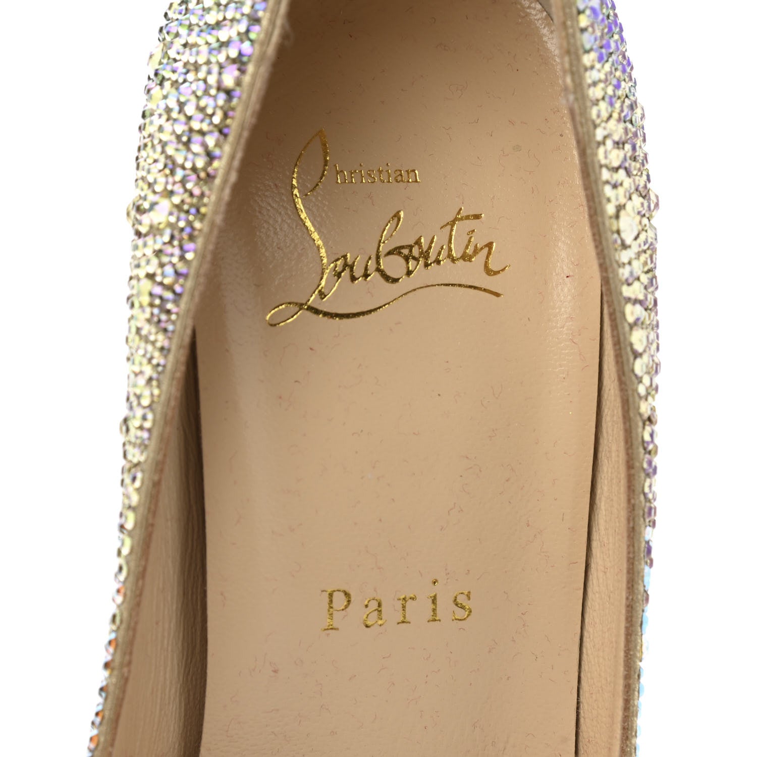 Christian Louboutin Suede Metallic Strass Degrade Eloise 100 Pumps 37.5 Platine 7 of 7