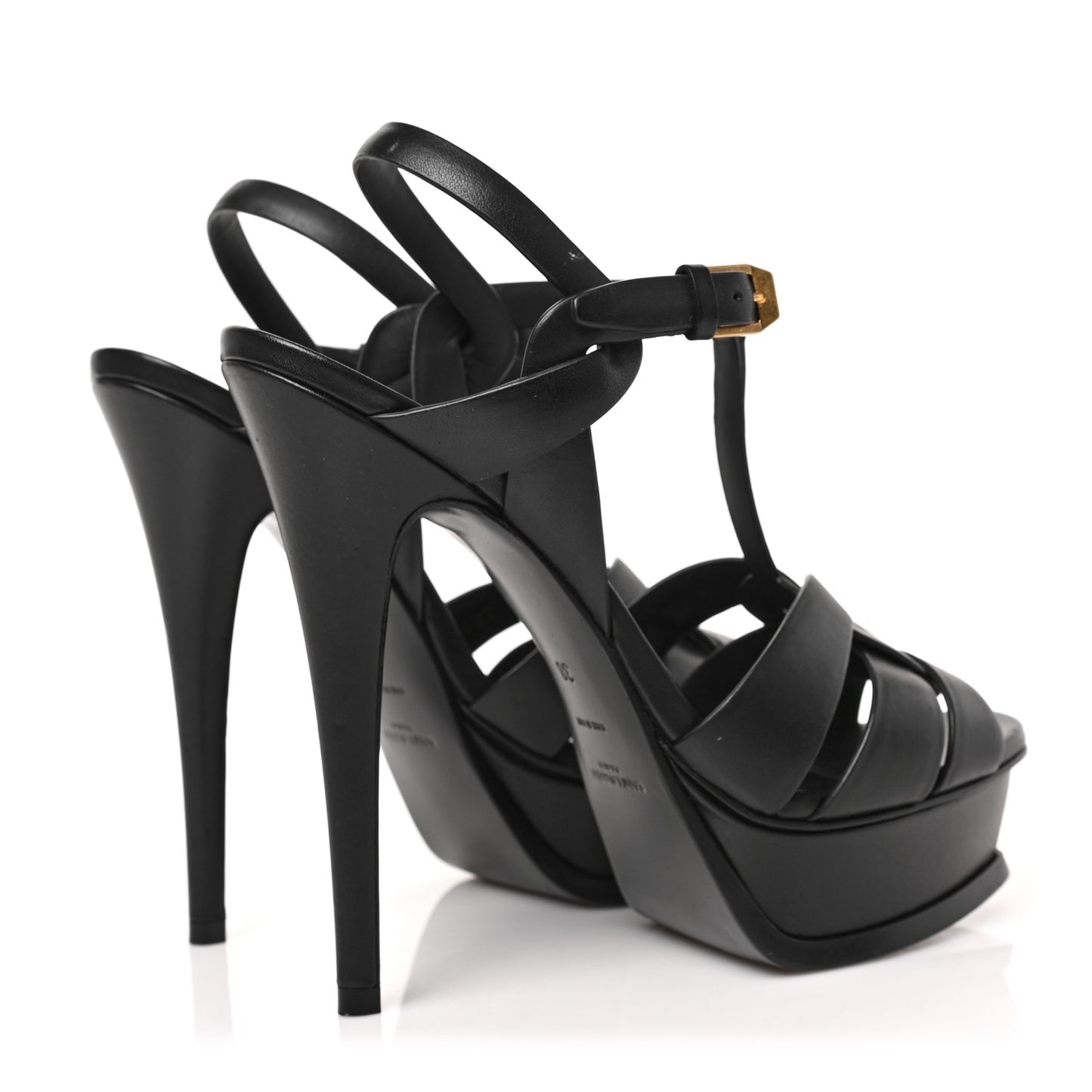 Calfskin Tribute 105 Platform Sandals 38 Black