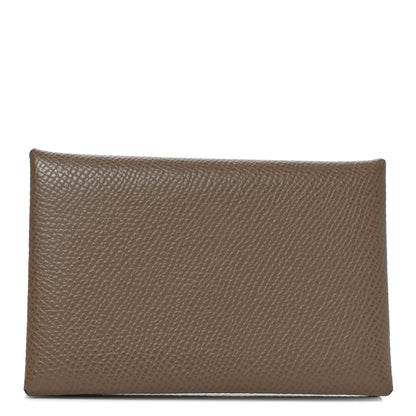 Hermes Epsom Calvi Card Case Etoupe 1 of 8