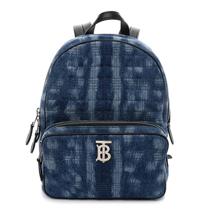 Burberry Denim Quilted Deer Print Backpack Blue 1 of 10