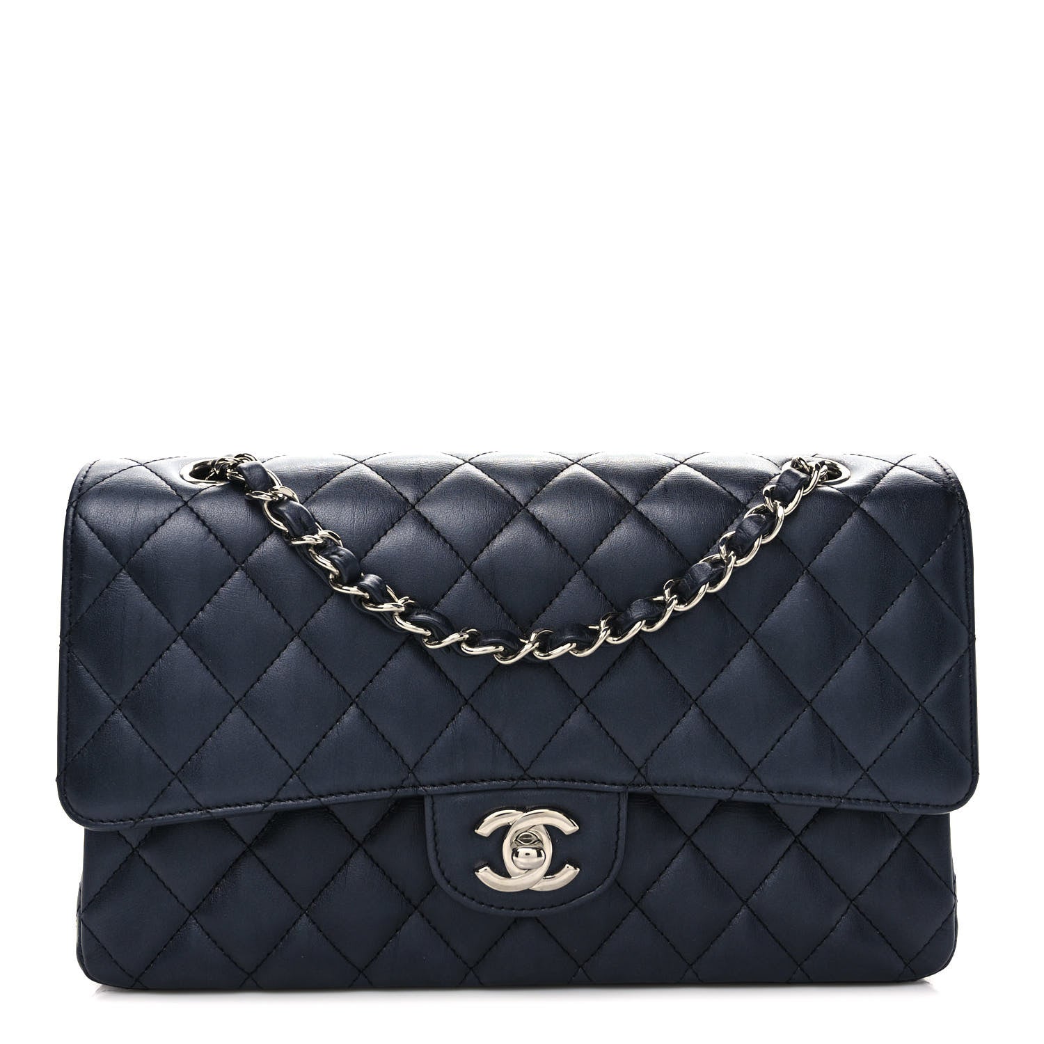 Chanel Metallic Calfskin Quilted Medium Double Flap Charcoal 1 of 10