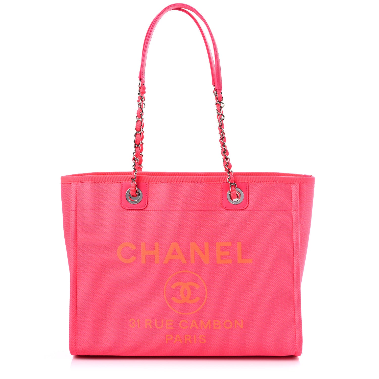 Chanel Mixed Fibers Small Deauville Tote Pink Orange 1 of 11