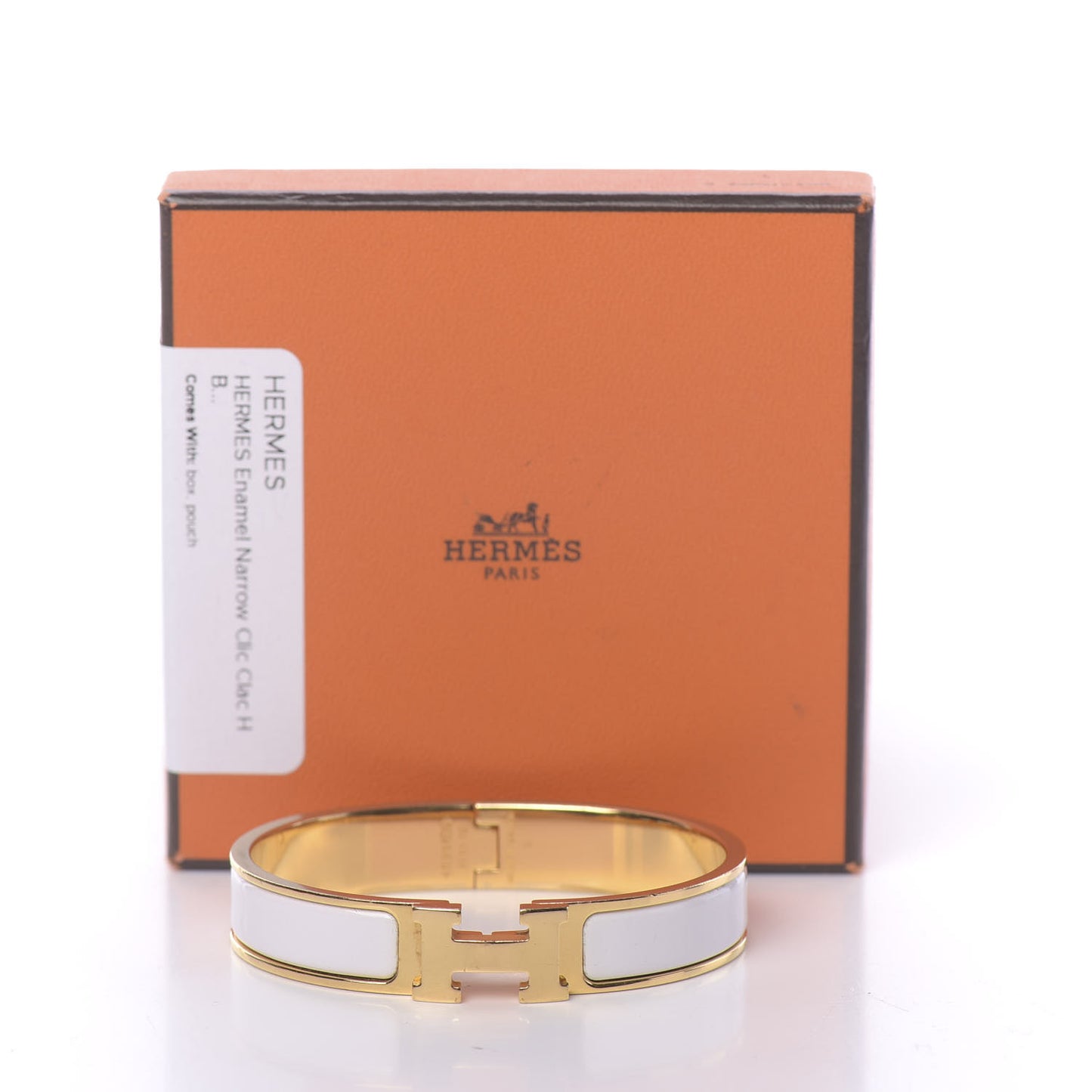 Enamel Narrow Clic Clac H Bracelet PM White
