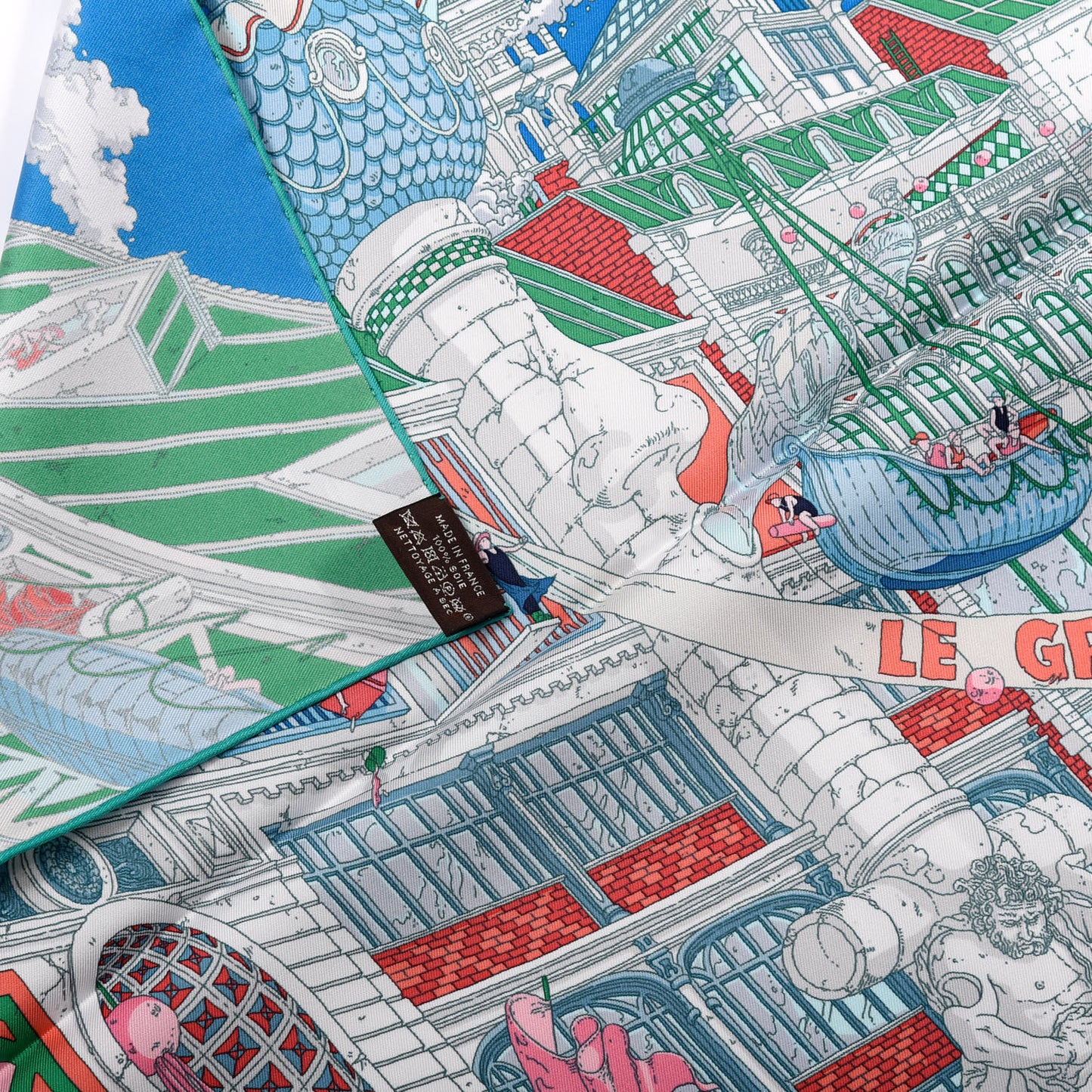 Silk Le Grand Prix Au Faubourg Scarf 90 Bleu Rose Menthol