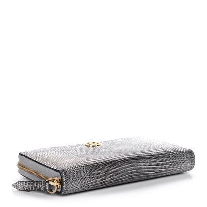 Gucci Laminated Lizard GG Marmont Zip-Around Wallet Silver 4 of 13