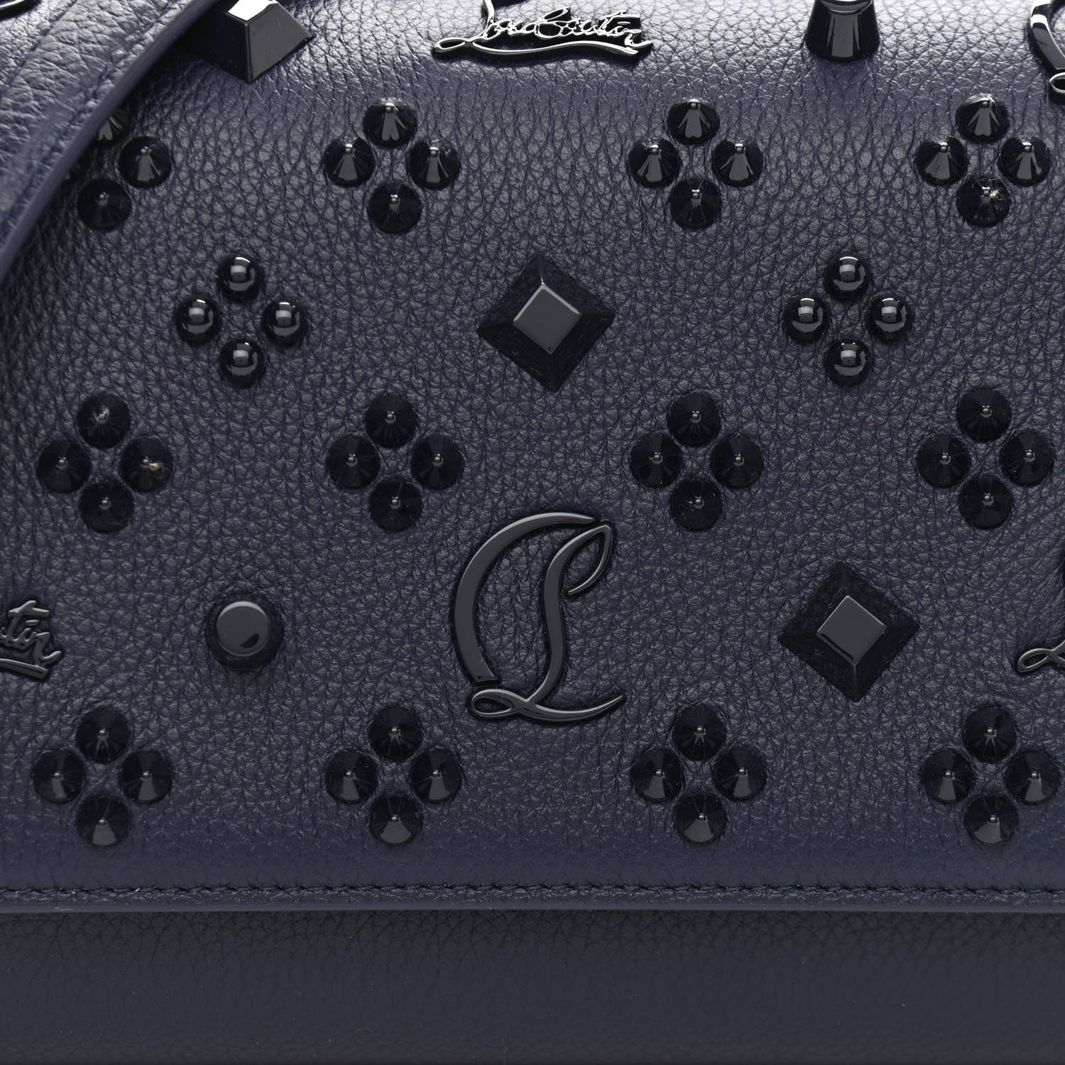Christian Louboutin Calfskin Spikes Loubinthesky Paloma Clutch Navy 8 of 10