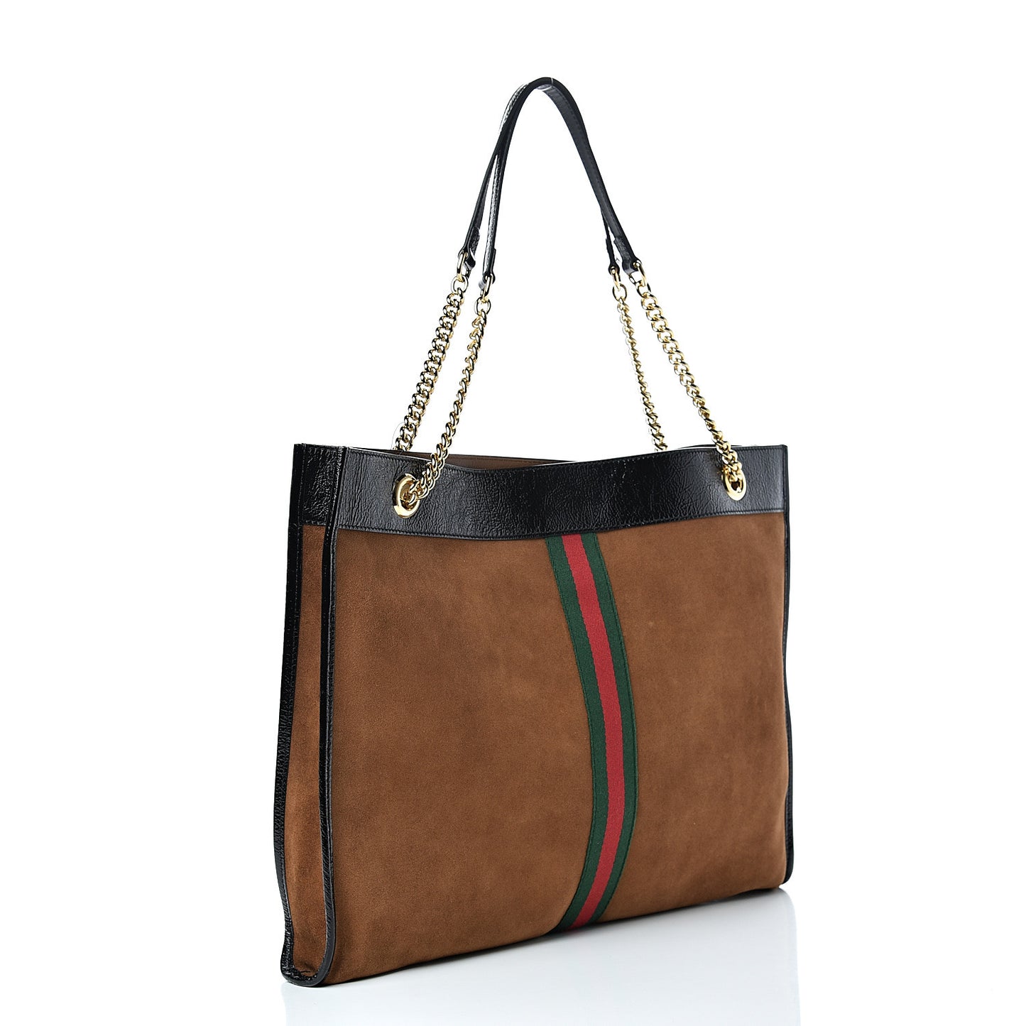 Suede Patent Large Rajah Chain Tote Nocciola Black