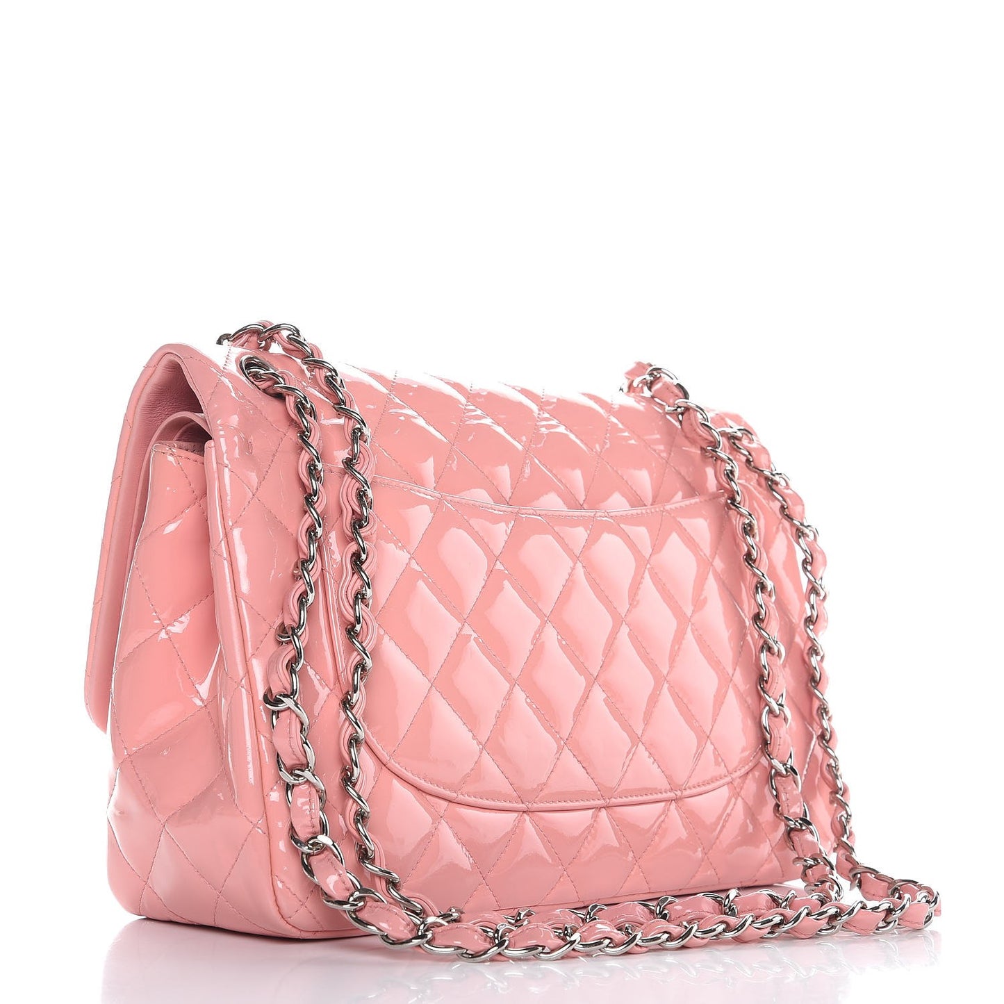 Patent Quilted Jumbo Double Flap Pink