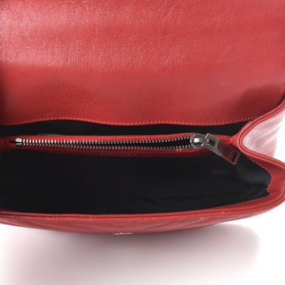 Saint Laurent Sheepskin Matelasse Chevron Monogram Medium College Bag Rouge 5 of 10