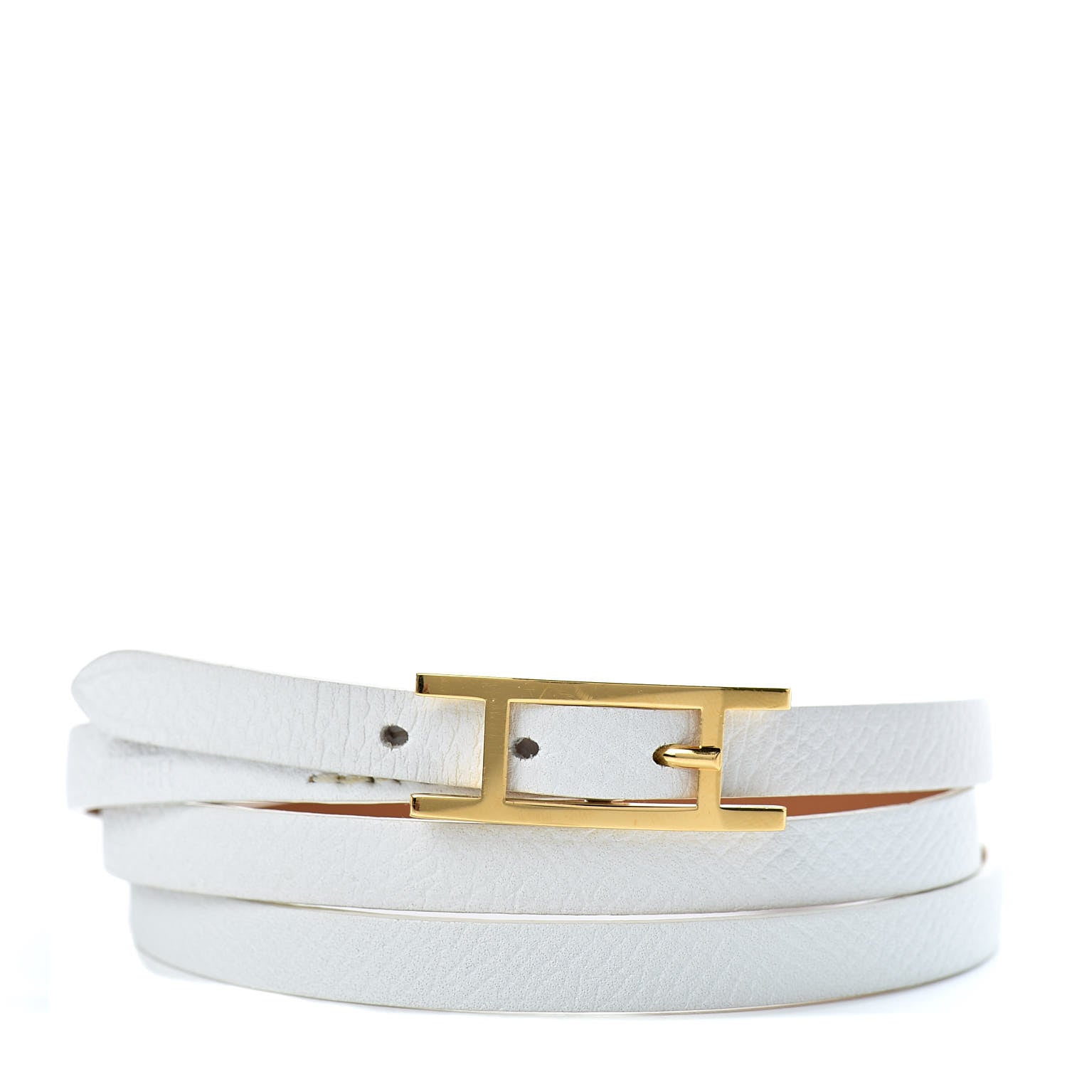 Hermes Epsom Hapi 3 MM Triple Tour Wrap Bracelet M White 1 of 6