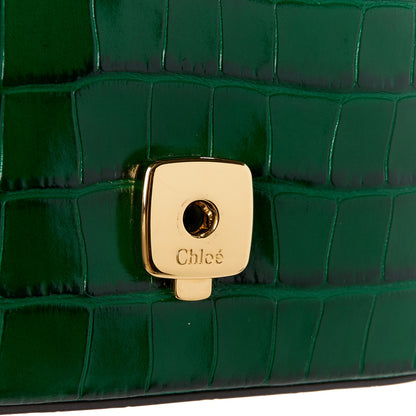 Chloe Calfskin Crocodile Embossed Mini C Double Carry Woodsy Green 8 of 11