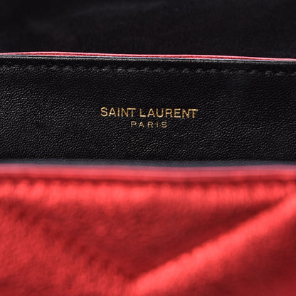Saint Laurent Metallic Calfskin Y Quilted Monogram Toy Loulou Crossbody Bag Red 8 of 10
