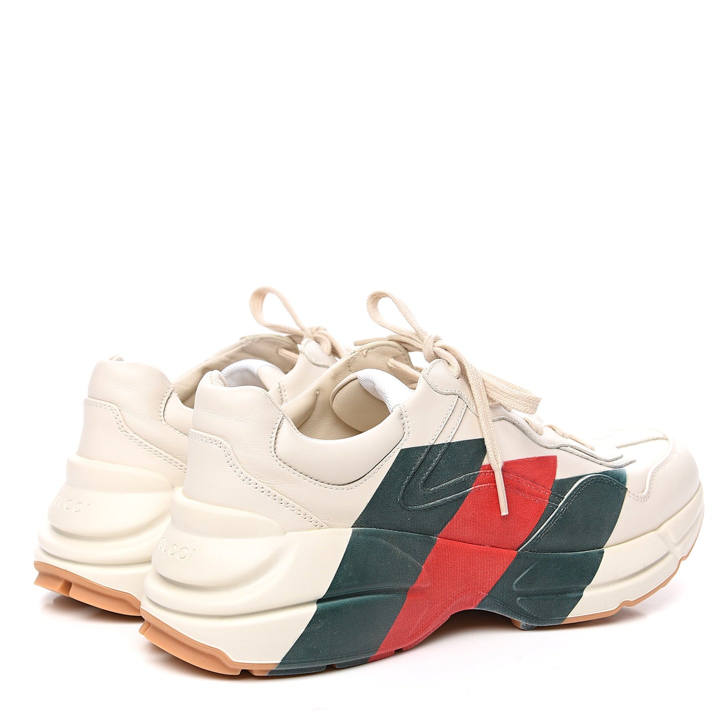 Calfskin Web Printed Mens Rhyton Sneakers 8.5 Mystic White