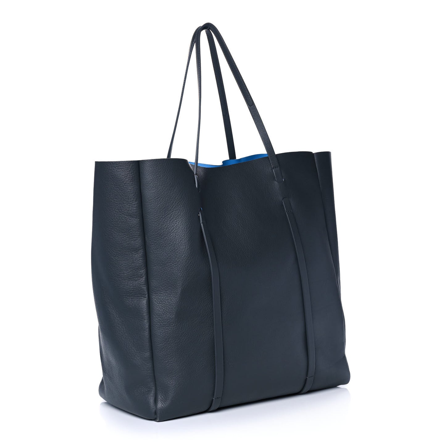 Veau Baltimore Double Sided Large Everyday Tote Gris Fossile Bleu Turquoise