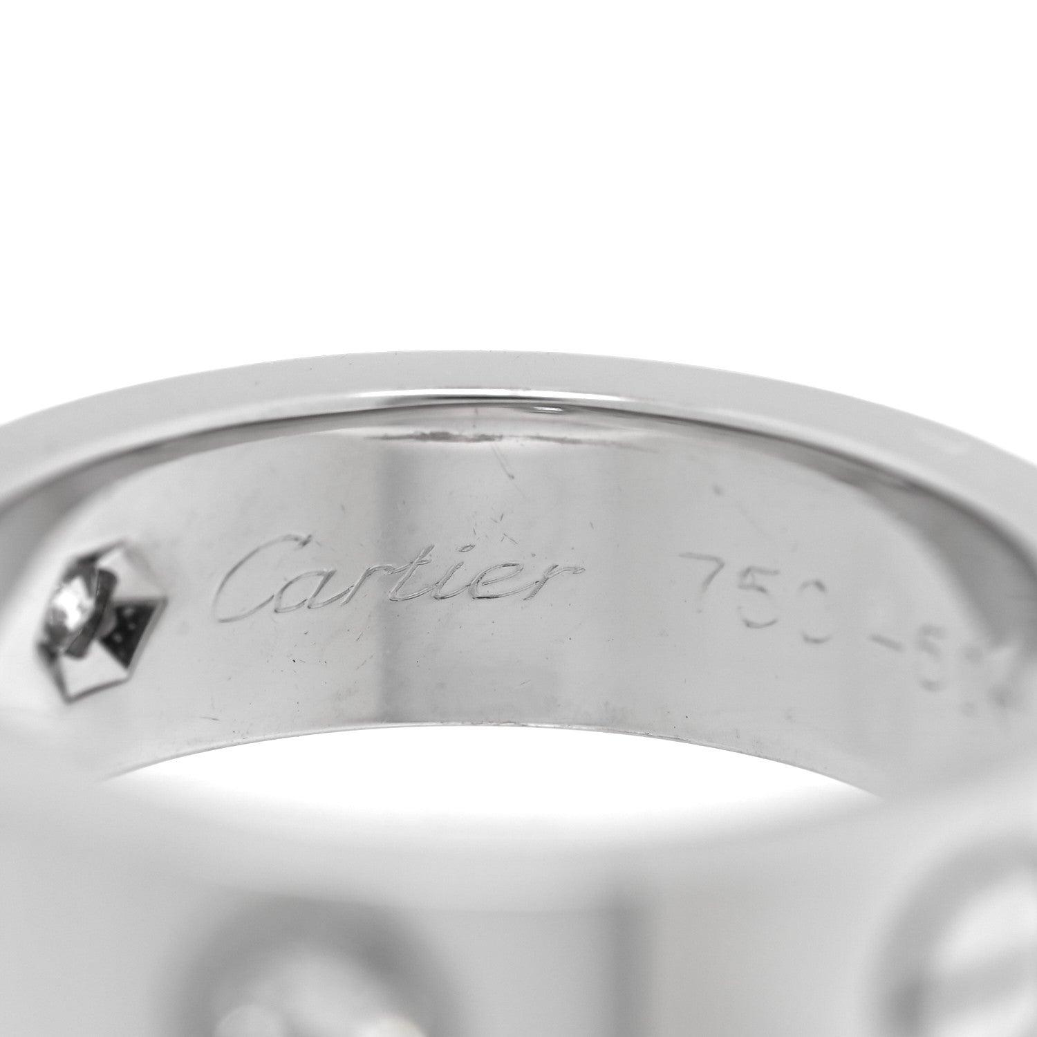 Cartier 18K White Gold 3 Diamond 5.5mm LOVE Ring 50 5.25 4 of 4
