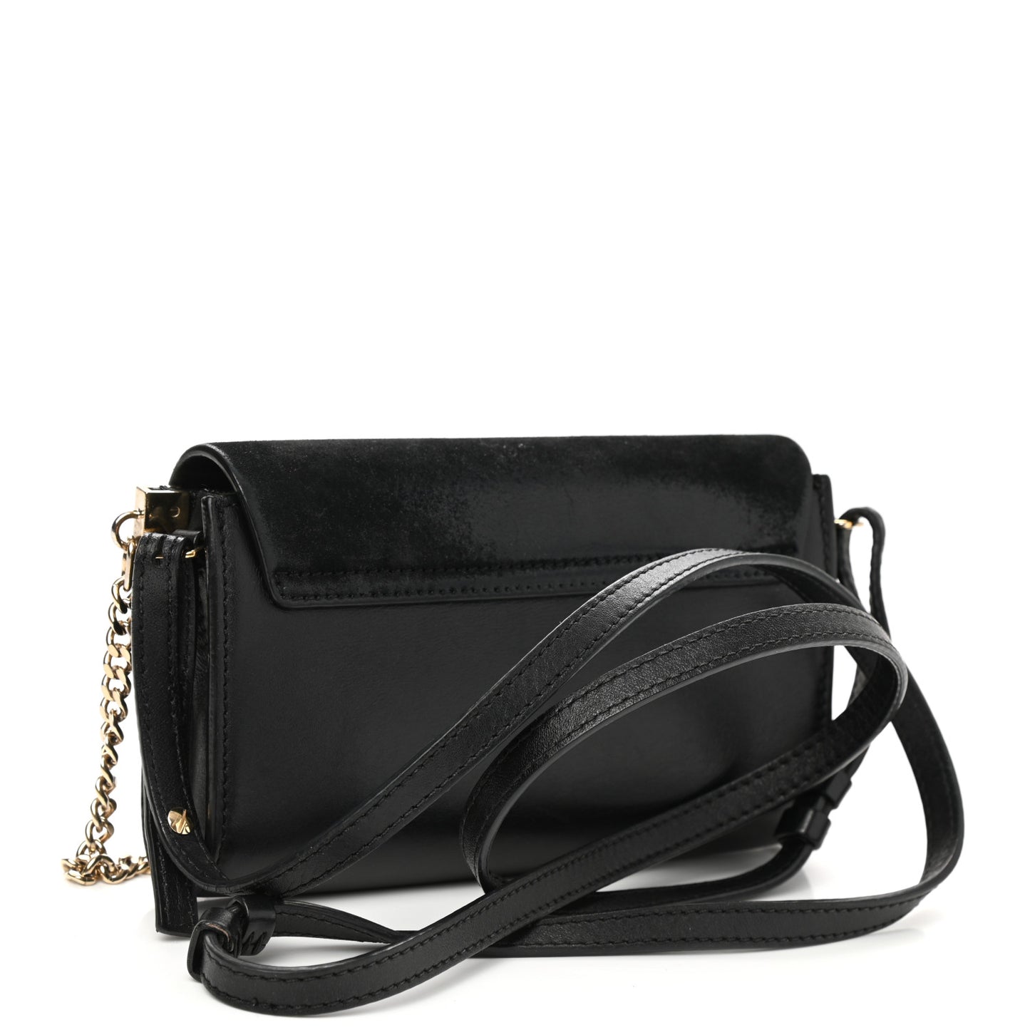 Suede Calfskin Mini Faye Shoulder Bag Black