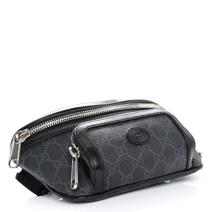 Gucci GG Supreme Monogram Textured Calfskin Retro Interlocking G Belt Bag Black 4 of 10