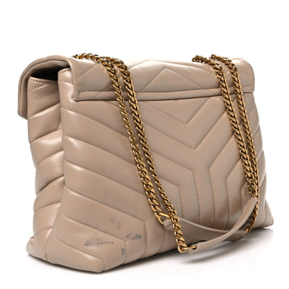 Saint Laurent Calfskin Y Quilted Monogram Medium Loulou Chain Satchel Dark Beige 3 of 11