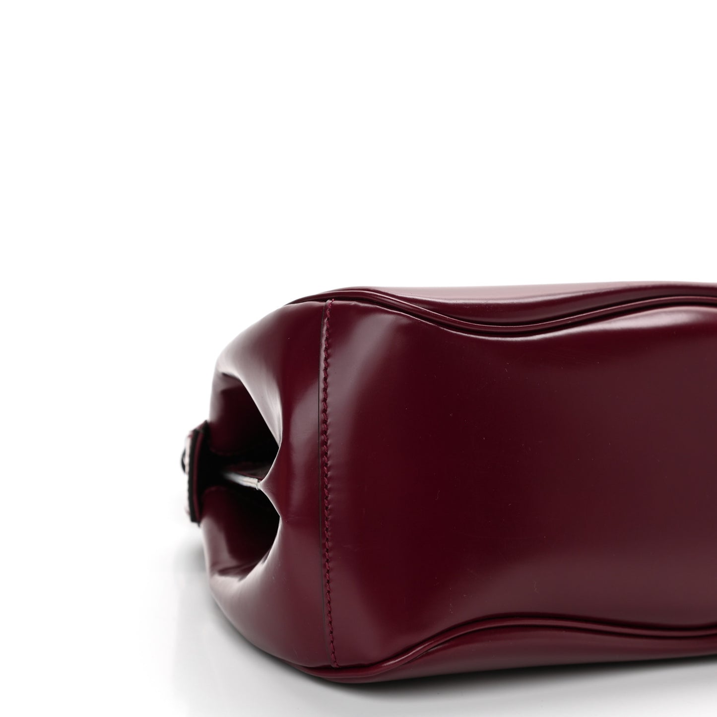 Regent Calfskin Bamboo Medium Lady Lock Top Handle Bag Purple Wine