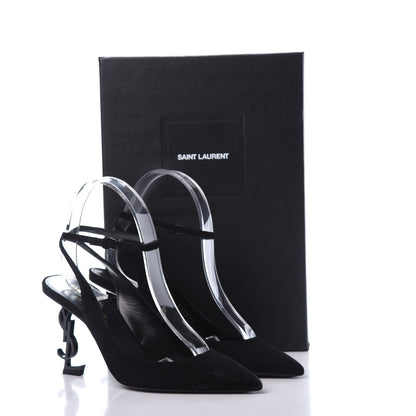 Saint Laurent Suede Opyum 110 Slingback Sandals 37 Black 11 of 11