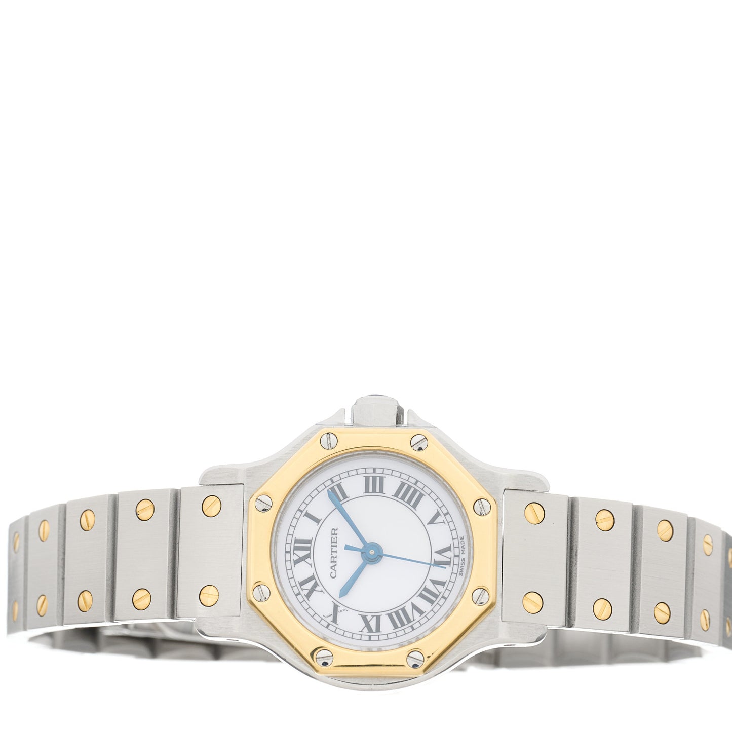 Stainless Steel 18K Yellow Gold 25mm Santos Octagon Automatic Watch