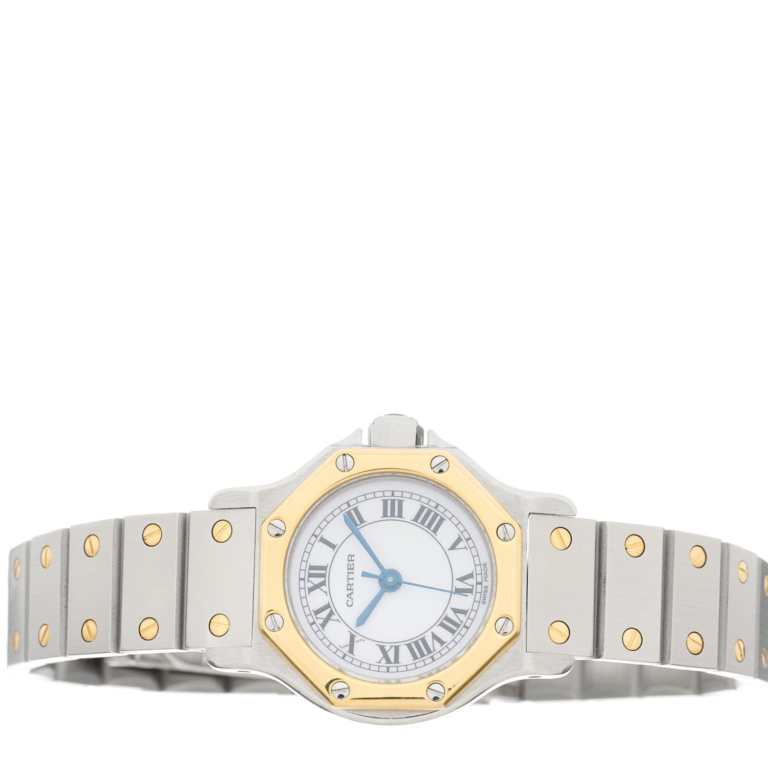 Cartier Stainless Steel 18K Yellow Gold 25mm Santos Octagon Automatic Watch 2 of 4