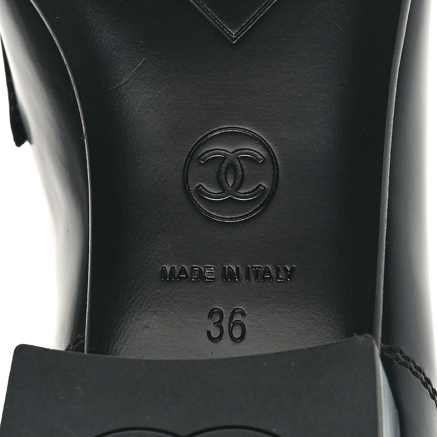 Shiny Calfskin Logo Loafers 36 Black