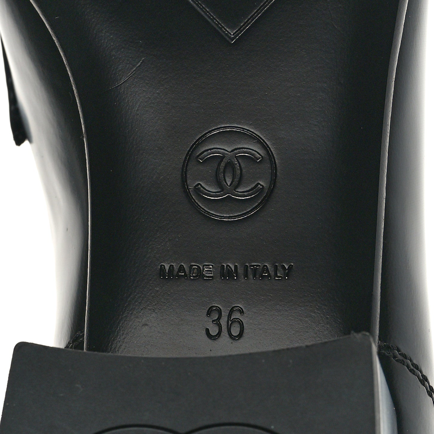 Chanel Shiny Calfskin Logo Loafers 36 Black 7 of 10