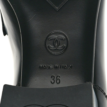 Chanel Shiny Calfskin Logo Loafers 36 Black 7 of 10