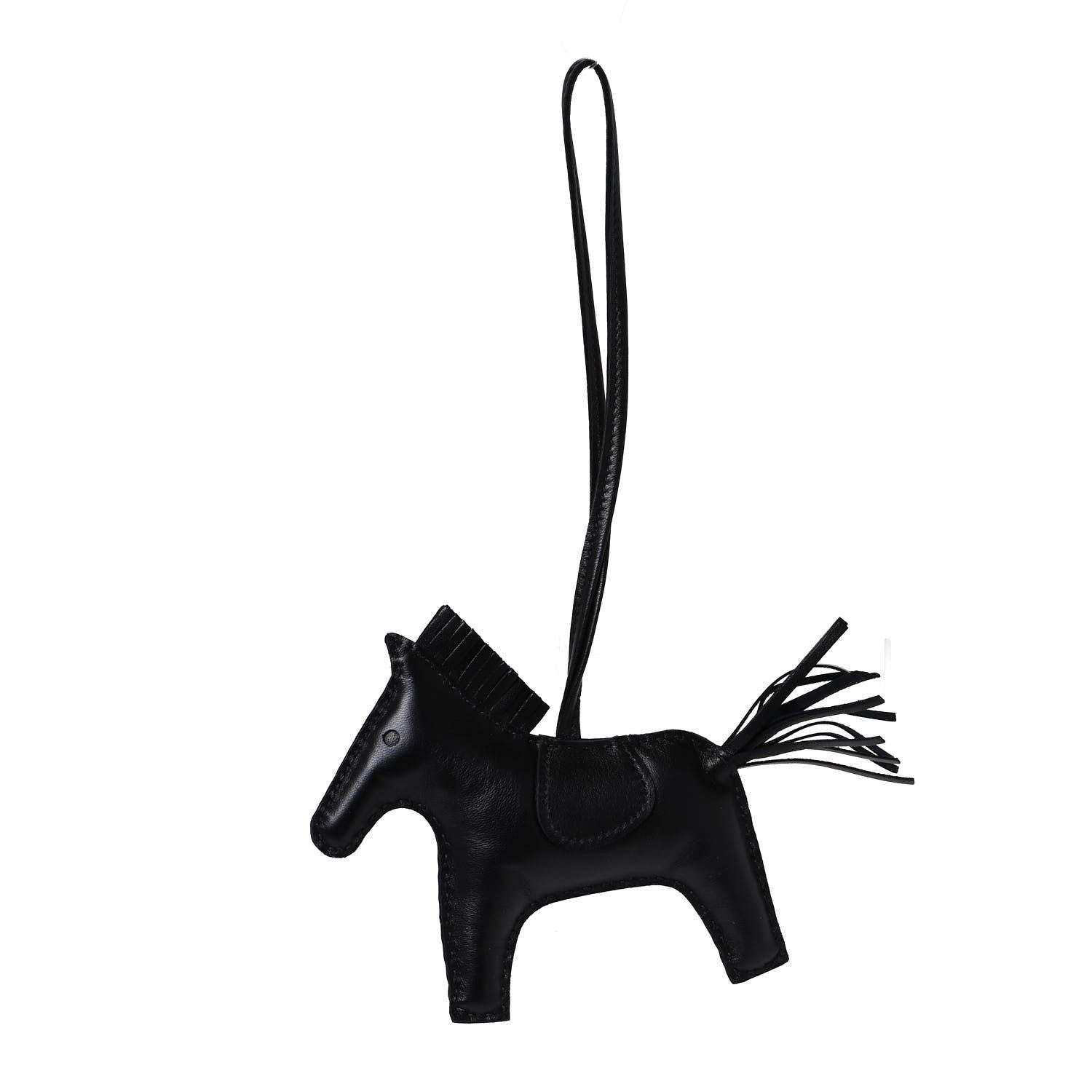 Hermes Milo Lambskin Grigri Rodeo Horse Bag Charm MM So Black 1 of 3