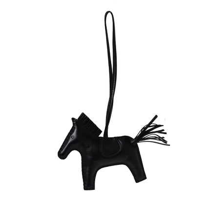 Hermes Milo Lambskin Grigri Rodeo Horse Bag Charm MM So Black 1 of 3