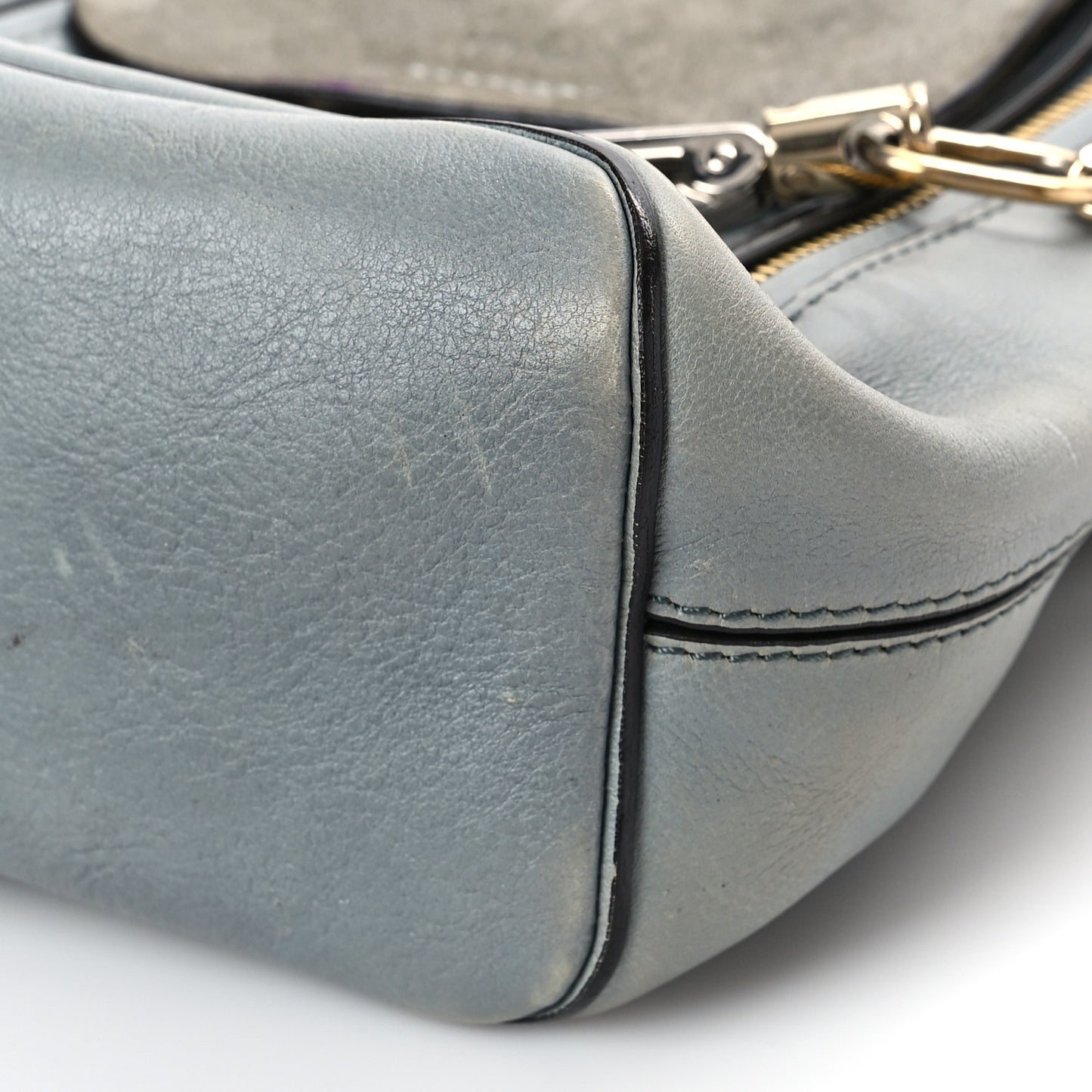 Suede Calfskin Mini Faye Backpack Washed Blue